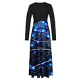 thumbnail image 4 of miqiqism Womens Long Sleeve Maxi Dress Snowflake Print Dresses Casual Crewneck Tunic Dresses Long High Waist Elastic Christmas Dress,Blue,Small, 4 of 5
