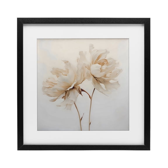 Stupell Industries Shabby Chic Soft Blooming White Peonies Black Framed Print Under Glass, 13 x 13, by Creative Studio