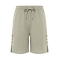 thumbnail image 4 of MOJOGO Breathable Linen Blend Shorts for Men Loose Side Split Shorts Summer Beach Swimwears with Pockets 5XL, 4 of 7
