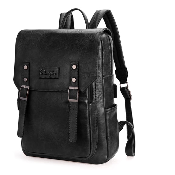 Wrangler Leather Backpack Purse for Women Laptop Backpack Fashion Pink Backpack, Black