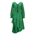 thumbnail image 4 of aohooy Corset Dresses for Women Plus Size Ruffled Gothic Vintage Cowgirl Midi Dress Irregular Hem Long Sleeve Sundress Western Outfit 2025 Green,XXL, 4 of 8