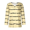 thumbnail image 3 of WREESH Womens Fashion Tunic Top V Neck Print Pullover Regular Fit Button Long Sleeve Tops Christmas Pleated Top Yellow, 3 of 3