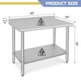 thumbnail image 3 of EastVita Stainless Steel Prep Table, 38 x 24 Inches Kitchen Work Tables with Wheels, NSF Commercial Worktable for Restaurant and Home, 3 of 9