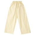 thumbnail image 3 of YONGHS Kids Girls Casual Baggy Wide Leg Palazzo Pants Solid Color Beach Trousers with Pockets Khaki 9-10, 3 of 7