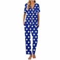thumbnail image 6 of hotojiny Womens 2 Piece Pajamas Set Soft Button down Pjs Set Short Sleeve Shirts Sleepwear Lounge Sets with Long Pants, 6 of 6
