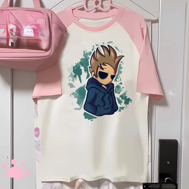 Eddsworld tshirt women comic modern style patterned t shirt female designer Japanese clothes 60406 M