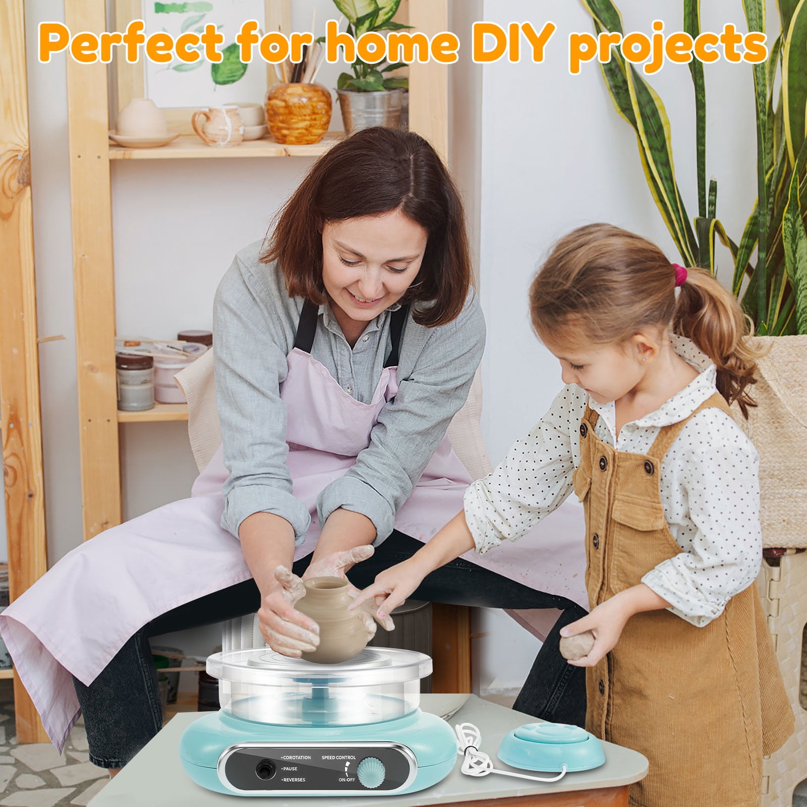 Wekvgz Kids Pottery Wheel Kit Complete Mini Pottery Wheel Kit Adjustable Speed Pottery Wheel Craft Kit Practical Electric Pottery Wheel Kit for Adults Kids Beginners