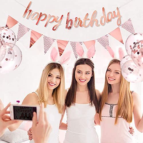 Banners de decoración de fiesta de cumpleaños de oro rosa rosa para mujeres niñas Banner d kockuu kockuu