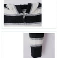 thumbnail image 7 of Men's Striped Knit Pullover Hoodie Full Zip Fashion Loose Ribbed Hem Casual Long Sleeve Sweatshirts with Pockets (L, Black), 7 of 7
