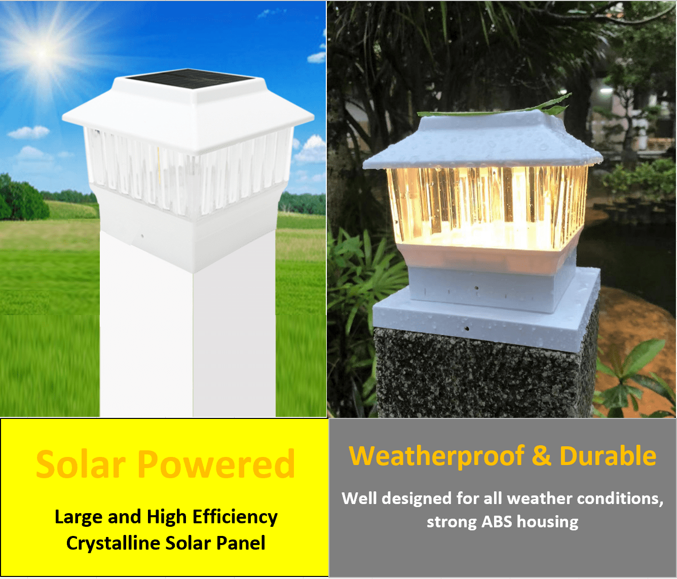 Involux Outdoor Solar Powered Deck Fence Post Lights, Fit 4x4 5x5 Posts 50 Lumen 3 Modes Modern White LED Post Cap Light 4 Pack Waterproof Garden Porch Patio Decor IL0124-06