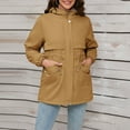thumbnail image 2 of YDFCWXW Women's Zip-up Jacket Snap Fleece Lined Anorak Windbreaker Drawstring Waist Utility Coats Khaki, M, 2 of 6