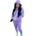 thumbnail image 2 of UKAP Ladies Two Piece Outfit Drawstring Tracksuit Sets Hooded Neck Jogger Set Athletic Sports Sweatshirts And Sweatpants Purple 2XL, 2 of 4