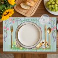 thumbnail image 4 of Happy Easter Placemats Set of 4, Spring Easter Eggs Bunny Floral Teal Wood Placemats for Dining Table, Place Mats for Kitchen Tabletop, Waterproof Wipeable Dining Table Mats Set, 4 of 9
