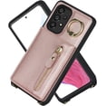 thumbnail image 3 of Samsung Galaxy A53 5G Case with Card Holder for Women, Galaxy A53 5G Phone Case Wallet with Strap Credit Card Slots Crossbody with Kickstand Zipper Shockproof Case for A53 5G - Rose Gold, 3 of 18