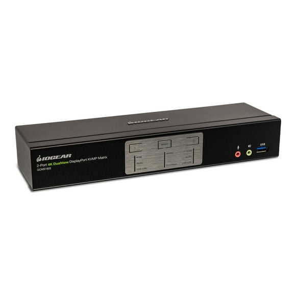 IOGEAR GCMS1922 - KVM / audio / USB switch - 4K, dual view, matrix - 2 x DisplayPort / audio / USB - 1 local user - desktop - TAA Compliant