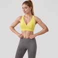 thumbnail image 6 of Women's Crossover V-Neck Sports Bra with Wide Straps and Stretch Support Band - Small, Yellow, 6 of 7