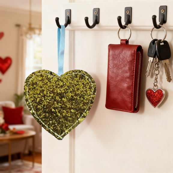 AuroraX Valentines Day Decor Gold Glitter Heart Hanging ornament Decorative Romantic Love Decorations for Home Party Anniversary Valentine'S Day Gifts for Him Her Couples