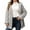 Grey, variant on Women's Cozy Soft Hooded Jacket Full Zip Front Button Closure Long Sleeve Casual Lightweight Outerwear For Everyday Wear