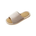 thumbnail image 2 of Quaouag Slippers for Women,Memory Foam Soft Warm Slip On Open Toe Linen Cotton House Slippers,Anti-Skid Cozy for Indoor Outdoor Slippers, 2 of 4