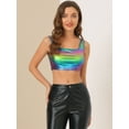 thumbnail image 2 of DARING DIVA Women's U Neck Sleeveless Clubwear Metallic Crop Top XS Dark Purple, 2 of 6