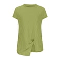 thumbnail image 6 of Wycnly Womens Tops Dressy Casual Plus Size Fashion Lightweight Irregular Slit Hem Tunic Tees Shirts Summer Short Sleeve Crewneck Tops Solid Blouse Green s, 6 of 6