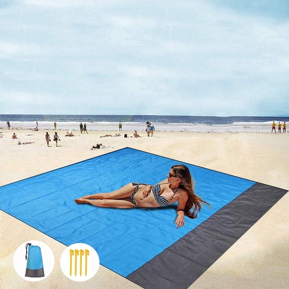 Beach Blanket Picnic Blanket Sand Free Beach Mat Waterproof Lightweight 79 x 55 In. Foldable Portable Pocket Blanket Oversize Picnic Blanket Camping Mat