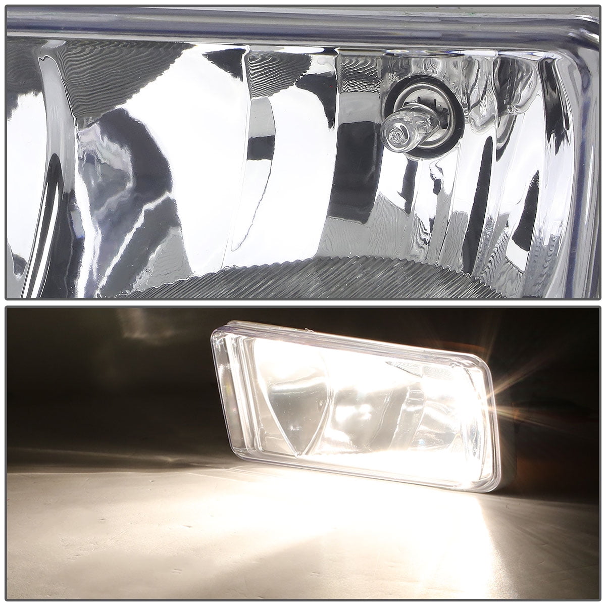DNA Motoring FL-ZTL-802-CH For 2007 to 2015 Chevy Silverado GMC Sierra 1500 2500 3500 Pair Fog Light Lamp+Switch Suburban Tahoe Yukon Clear 08 09 10 11 12 13 14