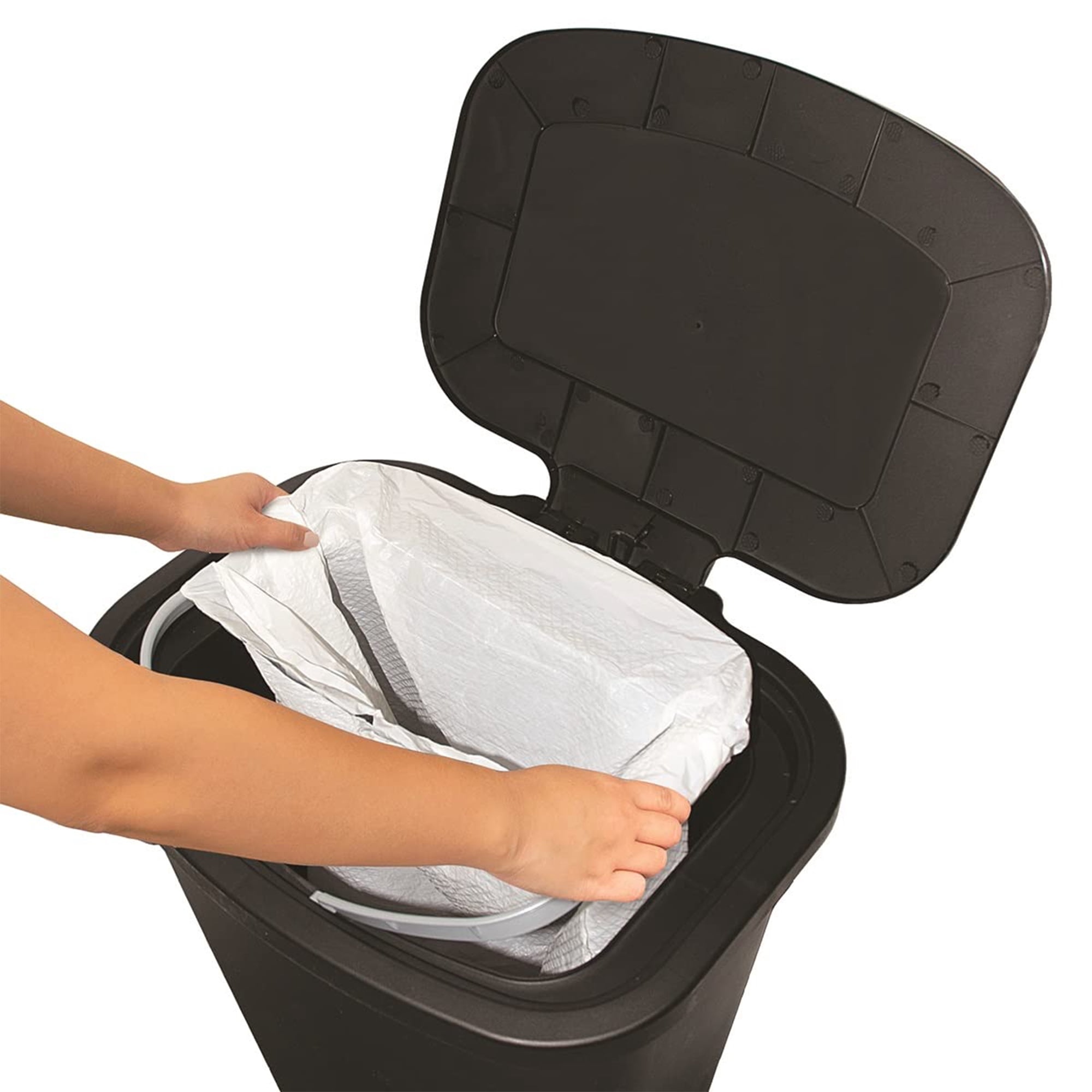 Open Box Glad Kitchen Trash Can with Lid, Foot Pedal and Garbage Bag Rings