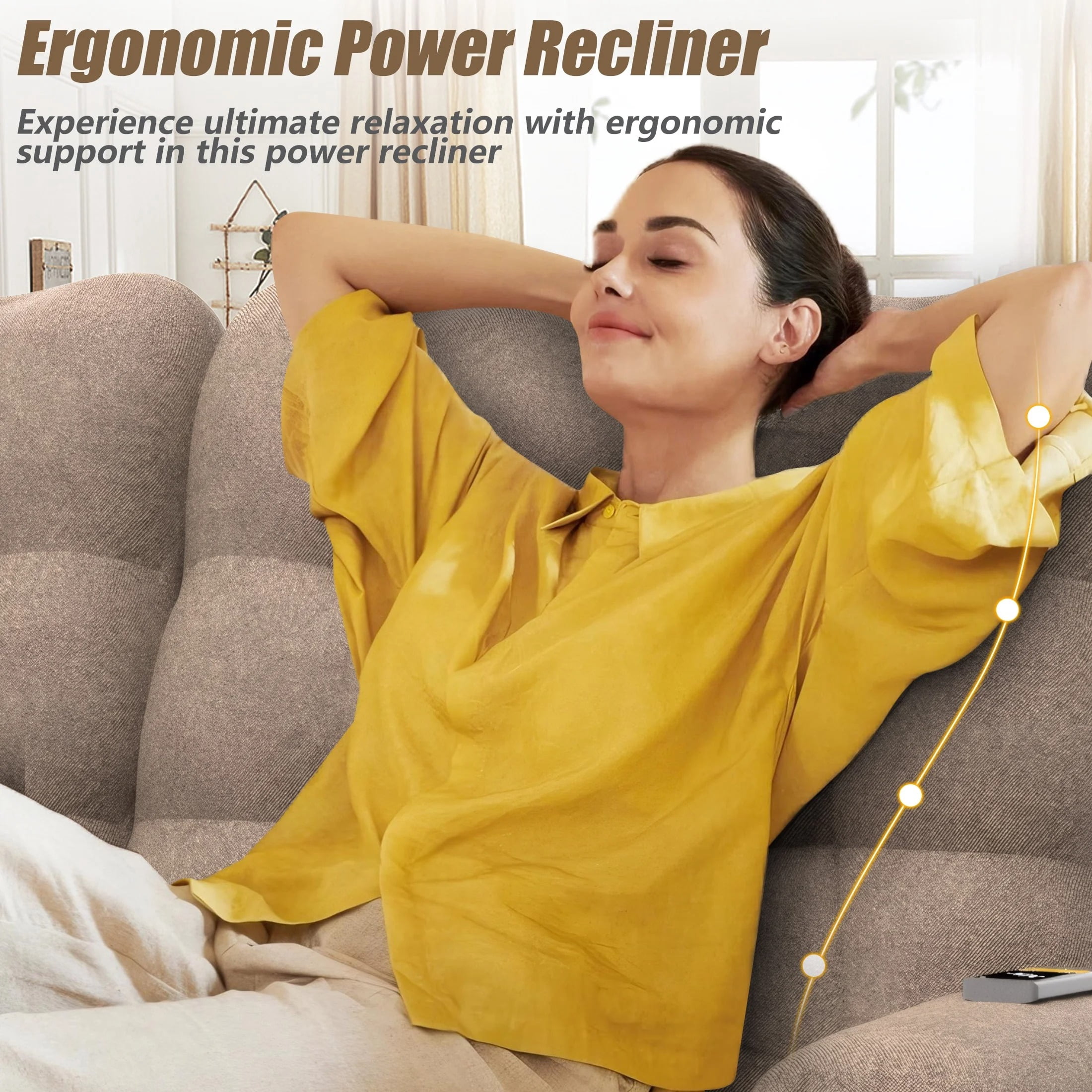 Recliner Sofa Couch Set, 3 Seat Electric Recliner with Remote Control and Side Pocket for Families and Friends, Modern Power Recliner Sofa for Living Room Home Theater, Deep Coffee