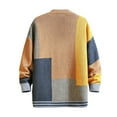 thumbnail image 4 of Men's Contrast Color Sweater Cardigan, Splicing V-Neck Large Jacket for Fall Fashion and Casual Layering,Khaki,L, 4 of 4