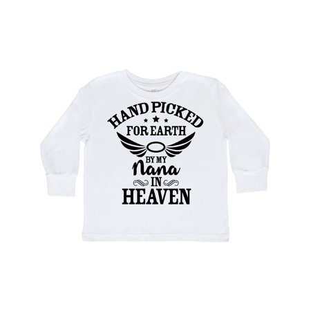 

Inktastic Handpicked for Earth By My Nana in Heaven with Angel Wings Gift Toddler Boy or Toddler Girl Long Sleeve T-Shirt