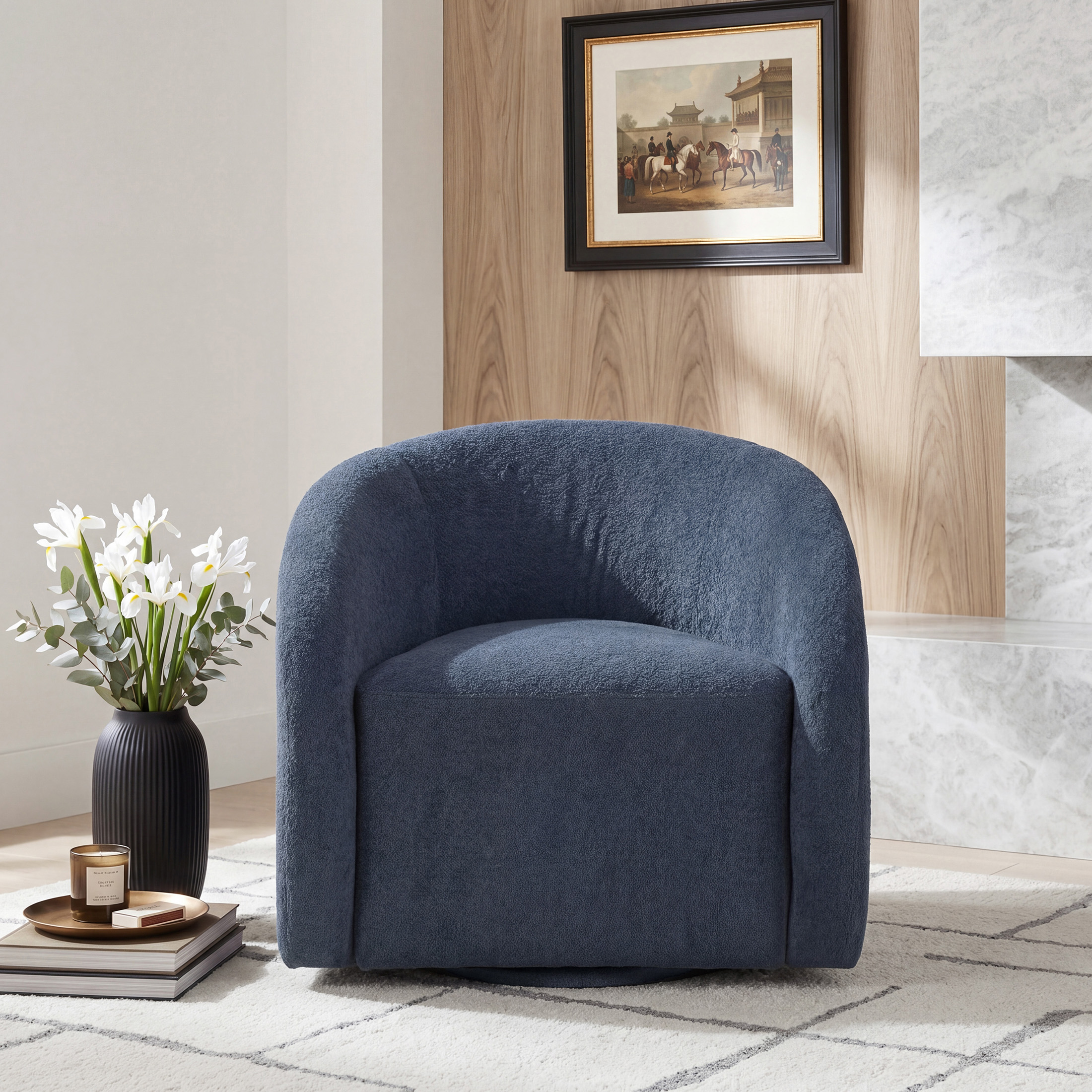 OakvillePark Lomi Contemporary Microfiber Swivel Chair, Blue