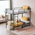 thumbnail image 2 of IVV Twin Over Twin Metal Bunk Bed with Built-in Ladder, Heavy-Duty Bunkbed Frame with Safety Guardrails, No Box Spring Needed, Black, 2 of 10