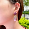 thumbnail image 6 of Mutilcolor Rainbow CZ Flower Long Big Drop Earrings for Women 2021 Boho Jewelry, 6 of 9