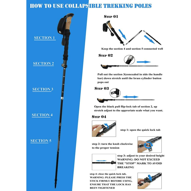 Collapsible Trekking Poles for Women Men [2 Sizes], IC ICLOVER