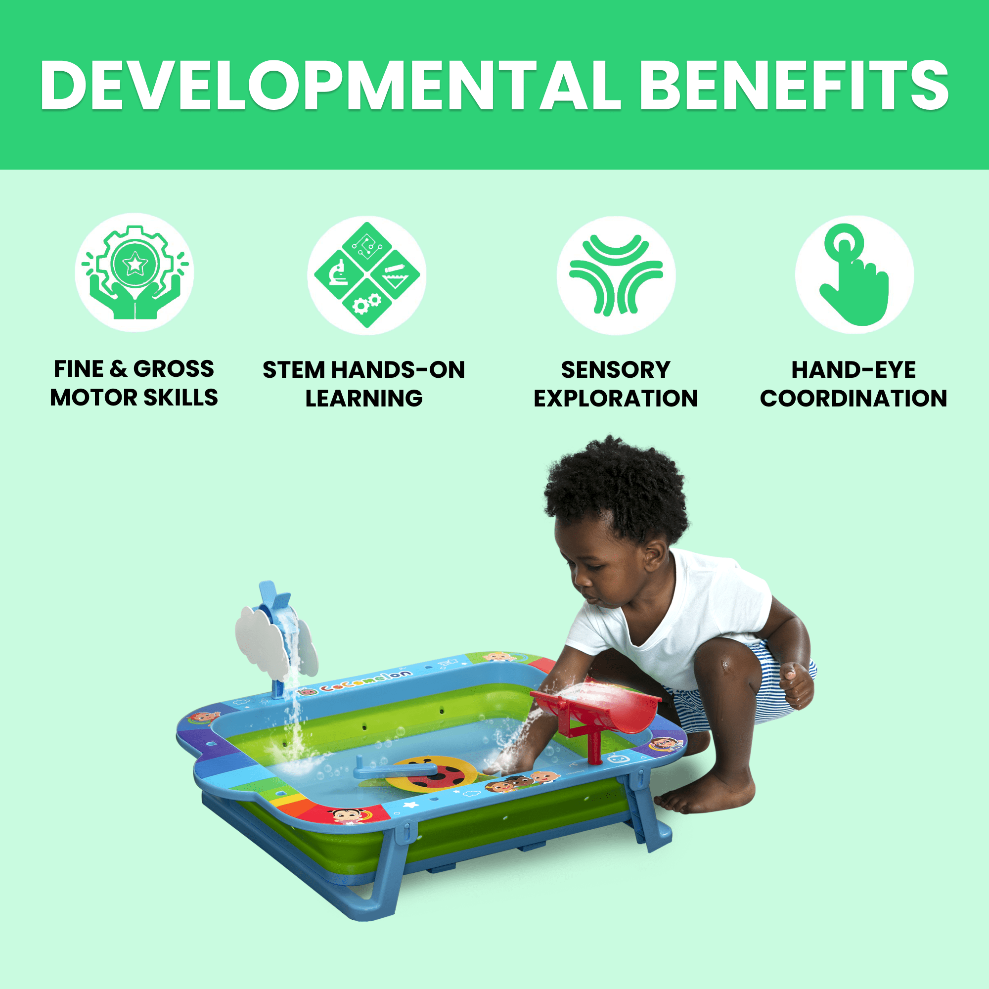 CoComelon Water Activity Table by Delta Children - Collapsible & Portable - Ideal for Travel, Blue