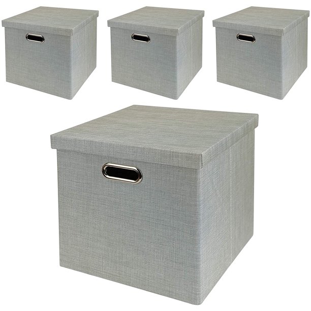 Storage Bins with Lids,13×13×13 Foldable Storage Cube Baskets Boxes