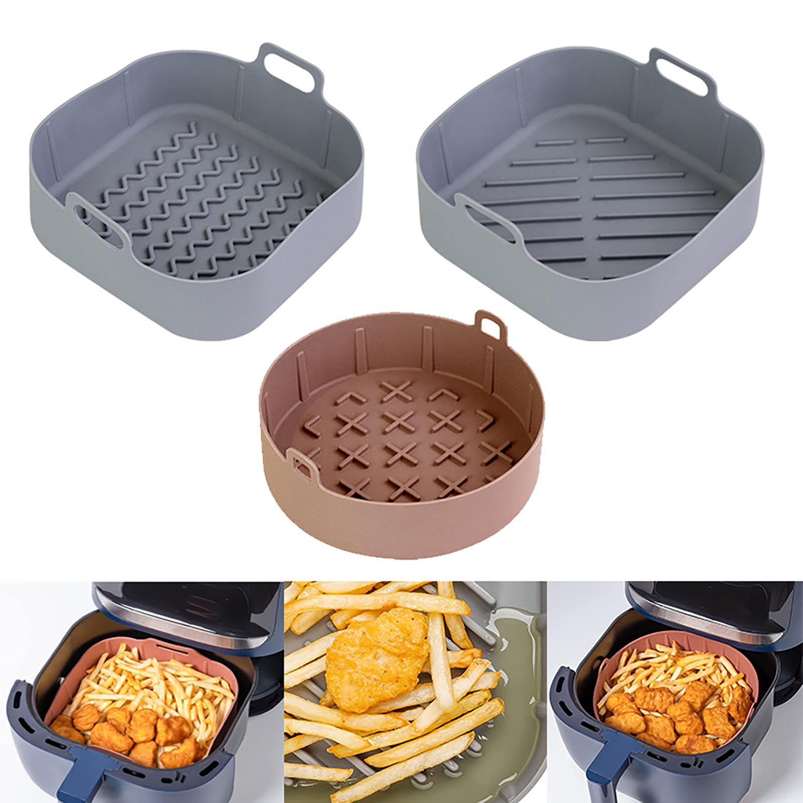 Qweryboo 2-Pack Square Silicone Air Fryer Liners, 9.25 inch