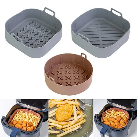

JFYi Air Fryers Basket with Handle Heat Resistant Reusable Non-stick Heating Evenly Anti-scald Silicone Easy Cleaning Air Fryers Pan Oven Accessories