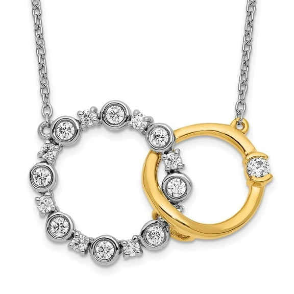 Auriga Fine Jewelry 14K Two-tone 2.3 mm Lab Grown Diamond Circle Interlocking Necklace for Women 18"