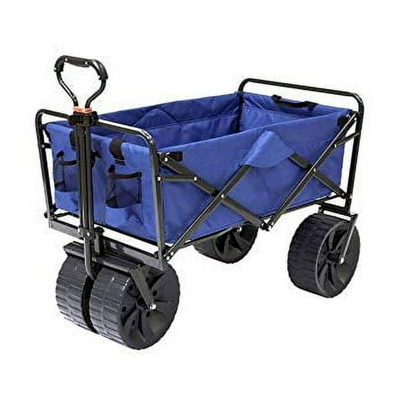 Mac Sports Heavy Duty Collapsible Folding All Terrain Utility Wagon Beach Cart, Blue