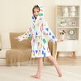 thumbnail image 4 of FORMRS Niños Bathrobe Unisex Hooded Robe Soft Plush Pajamas Sleepwear, Size 2-3T, Blue Retro Triangles, 4 of 7