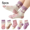 thumbnail image 3 of Esaierr 5 Pairs Fall Winter Kids Socks for Girls Boys Thermal Warm Non-skid Home Socks，cartoon Mid-Calf Socks，baby Girls Student Cotton Socks 1-12 Years, 3 of 9
