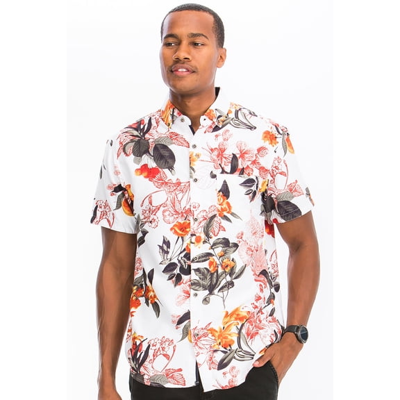 Men Hawaiian Shirt Vacation Short Sleeve Casual Button Down Shirts Summer Beach Shirt