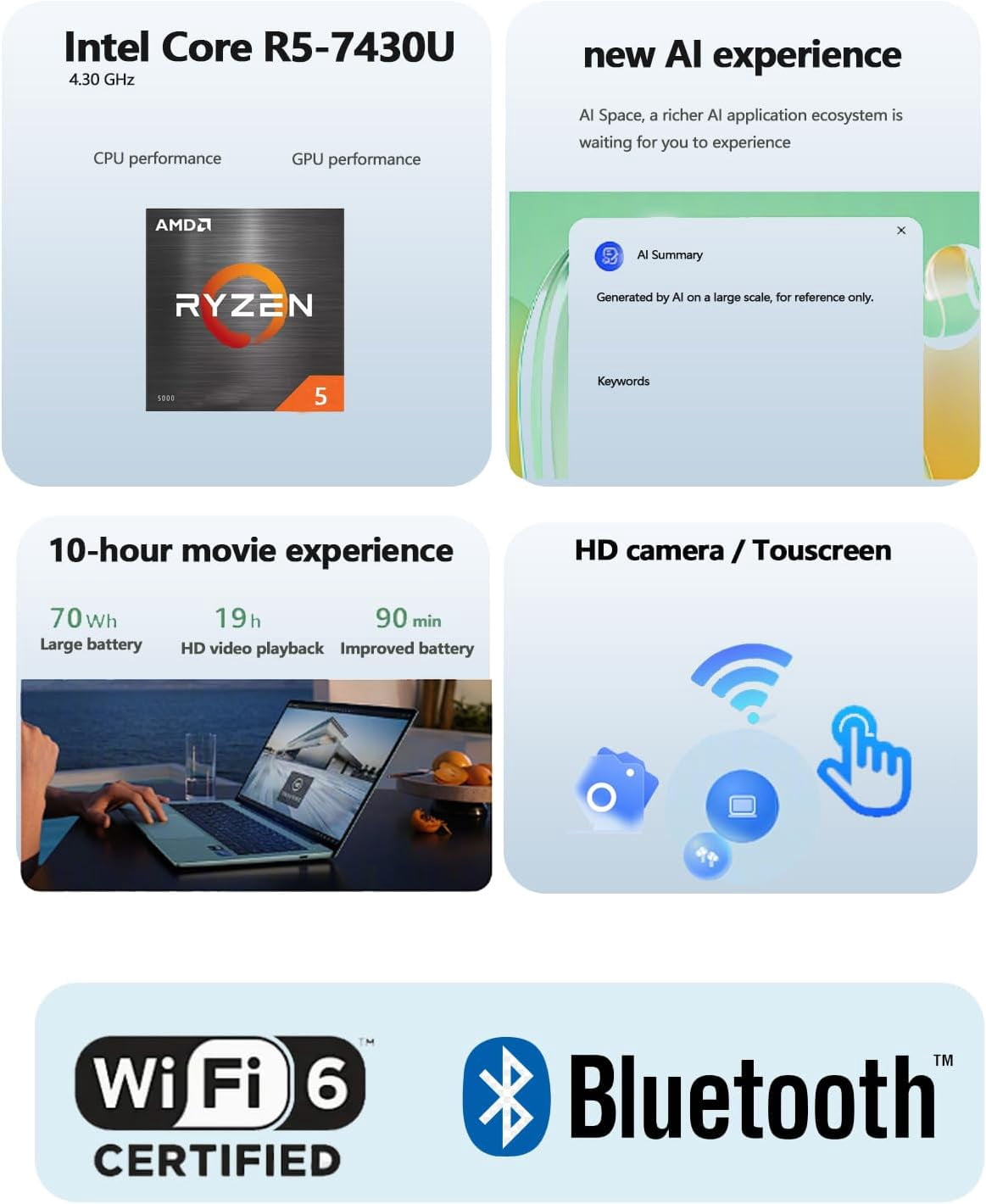 HP Flagship 17 Touchscreen Laptop Computer - 17.3" Anti-Glare HD+ Display, Windows 11 Pro, Copilot, AMD Ryzen 5 7430U (up to 4.3GHz), Wi-Fi 6, Numeric Keypad, 16GB RAM, 512GB SSD, AI Voice Recorder