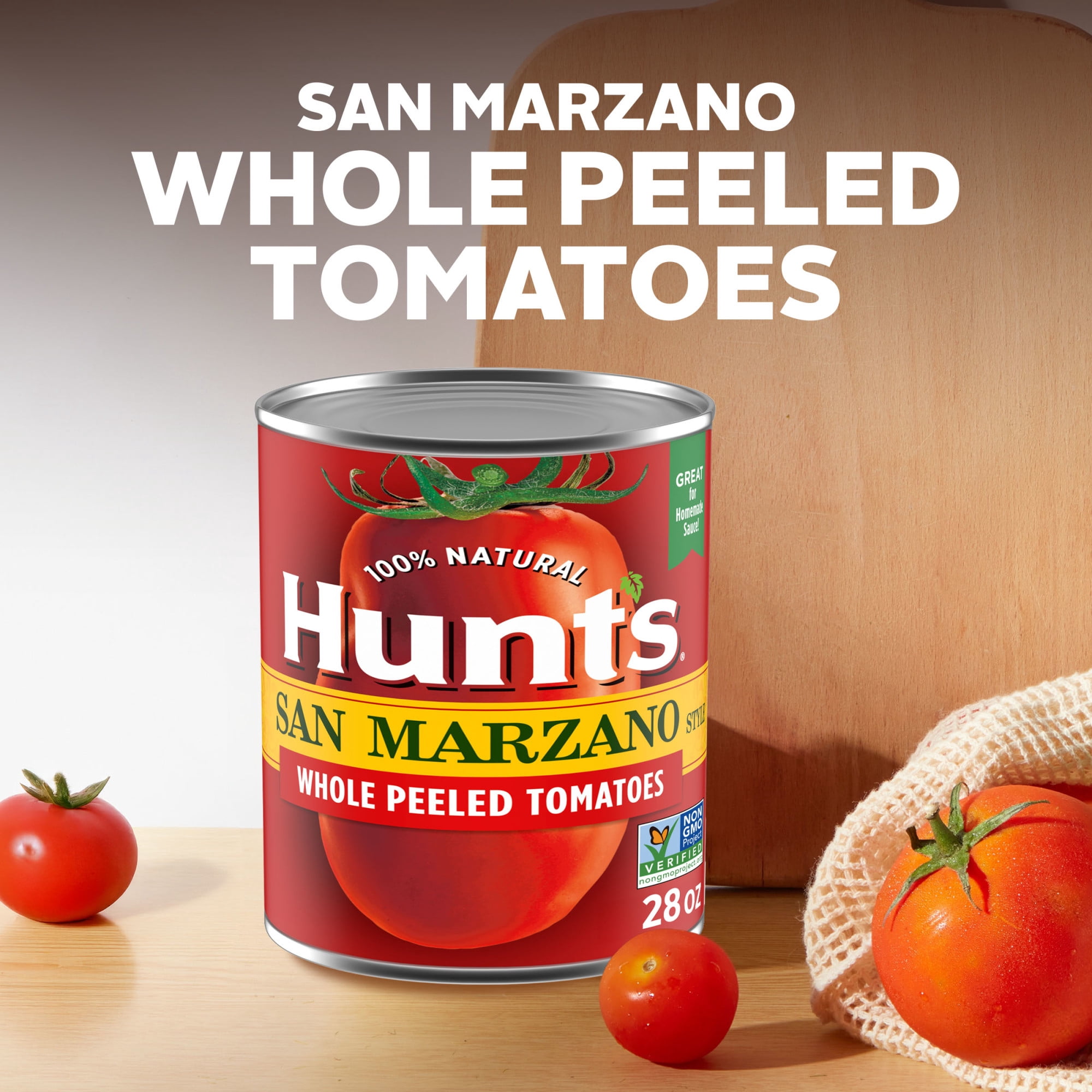 (4 pack) Hunt’s San Marzano Style Whole Peeled Tomatoes, Perfect for Chili & Soups, 28 oz. Can