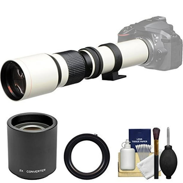 Vivitar 500mm f/8.0 Telephoto Lens (T Mount) (White) with 2x
