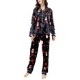 thumbnail image 2 of uublik Men's Pajama Sets Button Down Christmas Long Sleeve and Pants Sleepwear Soft Lounge Pj Sets, Black, 2 of 3