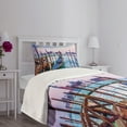 thumbnail image 3 of Ambesonne Venice Quilted Bedspread Set 2 Pcs, Dreamy View in Evening, Twin Size, Lilac Blue Brown, 3 of 5