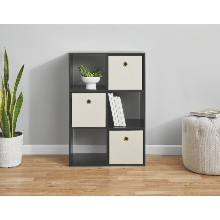 Mainstays 6 Cube Storage Organizer 11 inch Black Versatile Shelf with Six Compartments